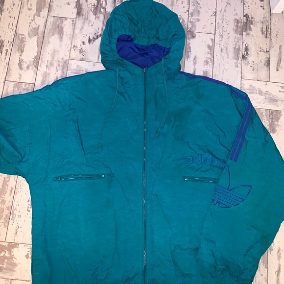 Vintage Adidas Windbreaker Men’s L Teal/Royal Blue - Picture 2 of 16